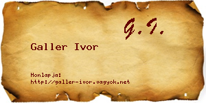 Galler Ivor névjegykártya